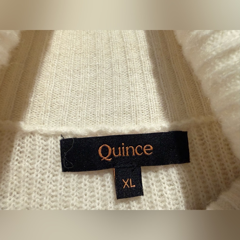Quince Ivory Baby Alpaca-Wool Blend Turtleneck Sweater Cozy Luxury Soft Size XL - Picture 6 of 10